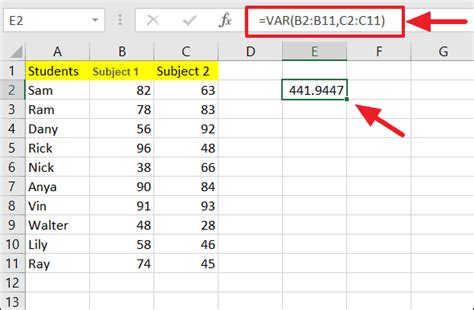 How to Calculate Variance in Excel