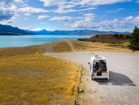 Camping in Beautiful Mountain Lake Tekapo, New ZEaland Stock Photo ...