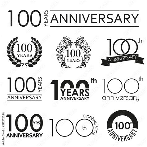 100 years anniversary icon set. 100th anniversary celebration logo ...