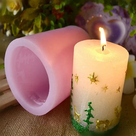 7x7x9cm Cylinder Silicone Candle Molds Clay Candle Molds Christmas Decor Decorating candles mold ...