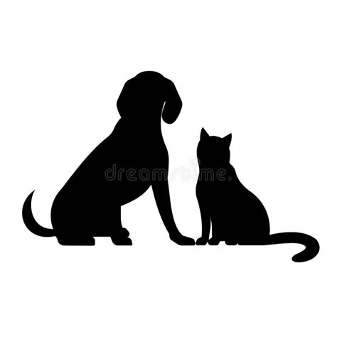 Cat and Dog Silhouettes Vector Illustration Stock Vector - Illustration of sign, kitten: 253420525