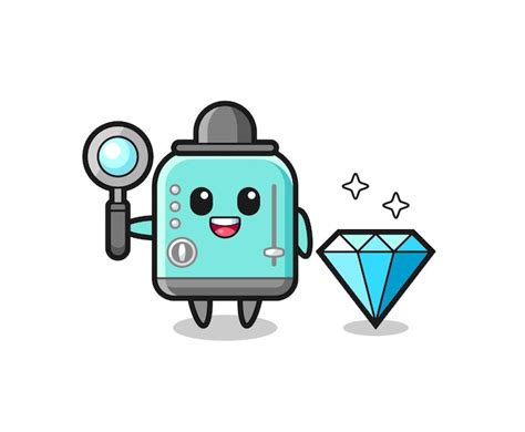 Premium Vector | Illustration of toaster character with a diamond