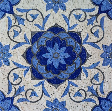 Beautiful Geometric Design - Marble Mosaic Tiles with Floral Patterns ...