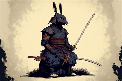 Premium AI Image | Rabbit samurai in traditional drawing style Japanese ...