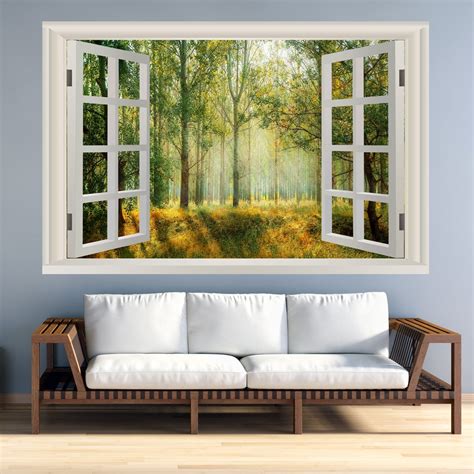 VWAQ Landscape Wall Decals Window - Nature Scene Vinyl Mural For Wall ...