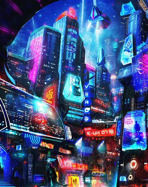 The Neon, The Cyber City (Z.H.A.N Art) : r/Cyberpunk