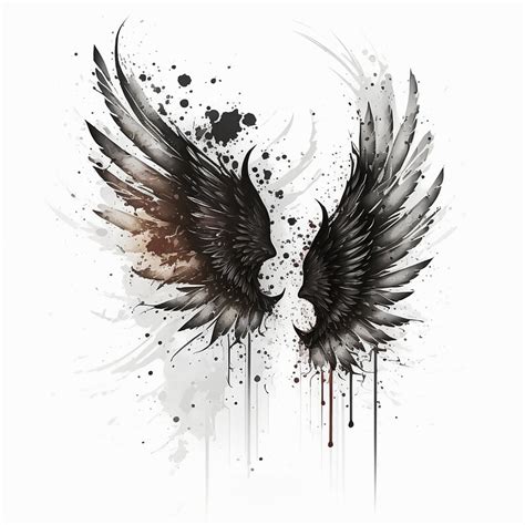 Wings Tattoo Design White Background PNG File Download High Resolution - Etsy