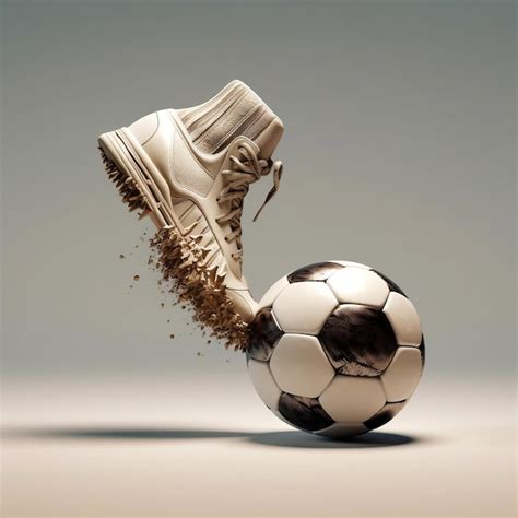 Premium AI Image | Dynamic Motion Side View of Soccer Boot Kicking Ball AI