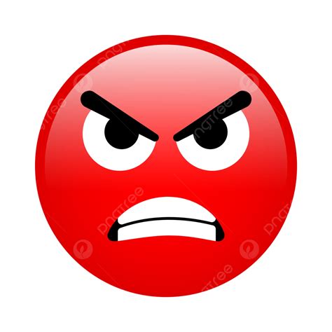 Cute Emoji With Angry Face In Red Color Vector, Cute Emoji, Emoticons, Angry Face PNG and Vector ...