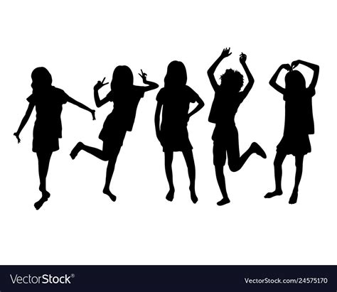 Happy girls silhouette Royalty Free Vector Image