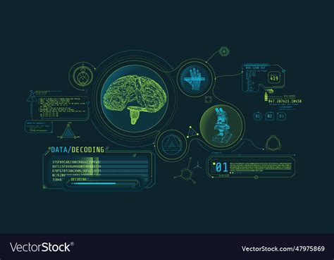 Brain research futuristic interface screen Vector Image