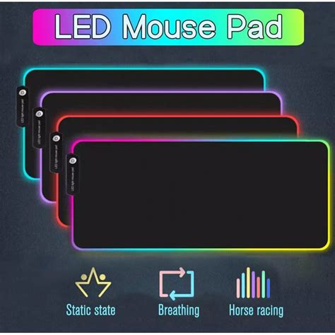 RGB Colorful LED Lighting Light Gaming Mouse Pad Soft Large Computer Game Mousepad (800*300*4mm ...