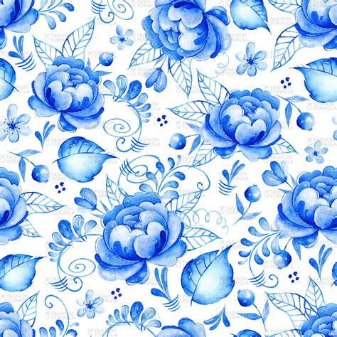 Royal Blue Floral Wallpaper