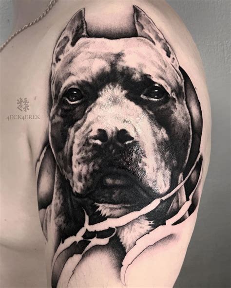 101 Amazing Pit Bull Tattoo Ideas You Will Love! | Outsons | Men's Fashion Tips And Style Guide ...