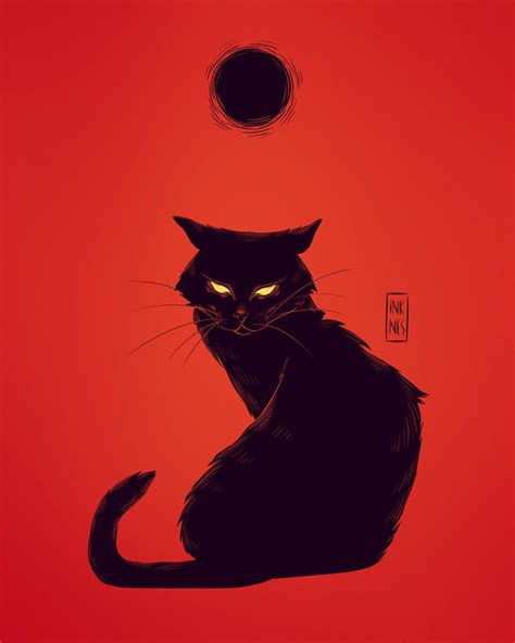 Black Cat Drawing, Black Cat Art, Black Cats, Black Cat Aesthetic ...