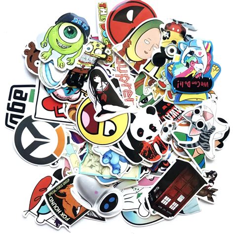 EKIND 50pcs Animation cartoon Style Graffiti Stickers For Moto car suitcase cool laptop stickers ...