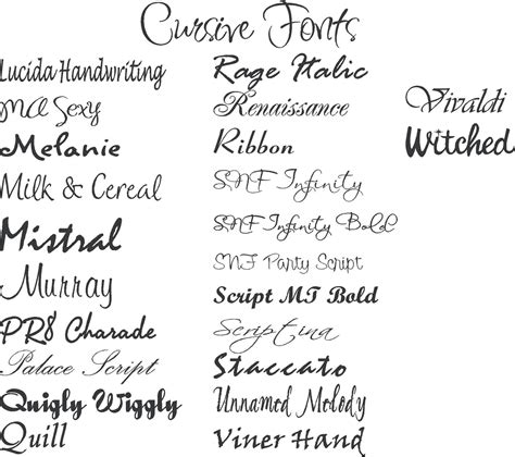 Beautiful Cursive Handwriting Fonts