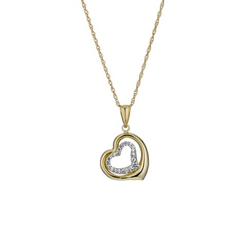 Together Silver & 9ct Bonded Gold 18" Double Heart Pendant | H.Samuel