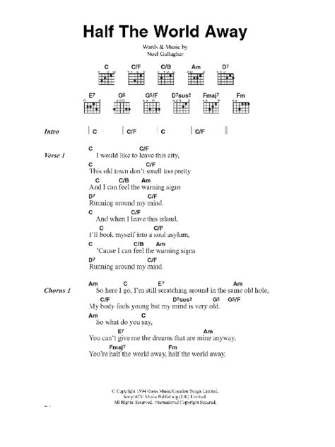 Half The World Away by Oasis - Guitar Chords/Lyrics - Guitar Instructor