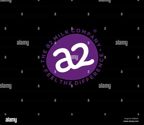 The a2 Milk Company, rotated logo, black background Stock Photo - Alamy