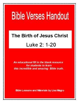 Fill in the Blank Bible Lesson Handout - The Birth of Jesus Christ ...