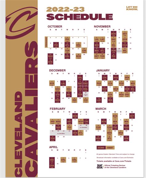 Cleveland Cavaliers 2022-23 Schedule - Mega Sports News