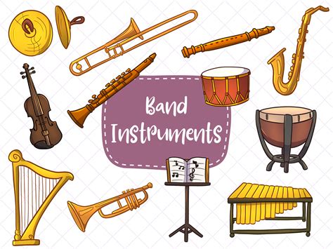 Band Instruments Clip Art Graphic by Keepinitkawaiidesign · Creative Fabrica