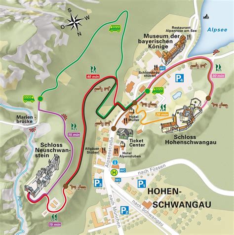 Map of the village of Hohenschwangau in Germany