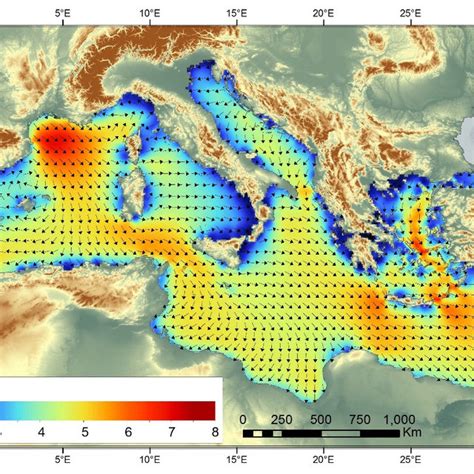 Bathymetric map of the Mediterranean Sea (depth range 0–200 m). Data ...