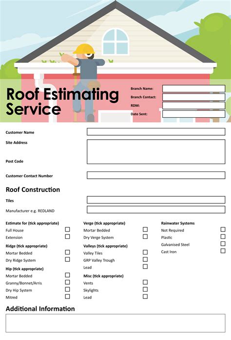 Printable Free Roof Estimate Form - Printable Forms Free Online