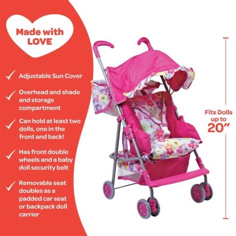 Adora 3-in-1 Convertible Baby Doll Stroller, Car Seat, & Doll Carrier Set, 20 Inches - Kroger