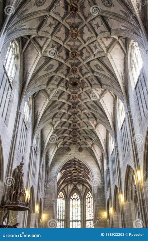 Central Nave of the Berne Cathedral. Interior of the Berne Cathedral Stock Image - Image of ...