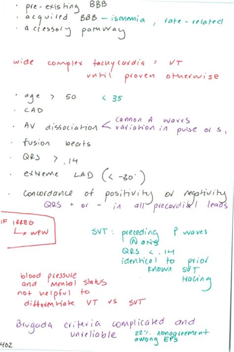 402. Structural causes of SVT with aberrancy / Features of v. tach compared to SVT with ...