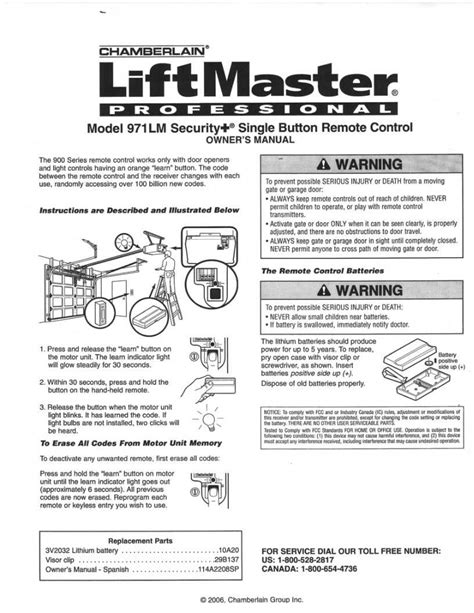 Liftmaster Remote Instruction Manual