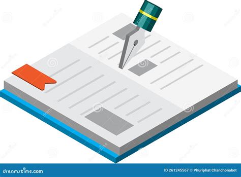 A Book Written by a Pen Illustration in 3D Isometric Style Stock Vector ...