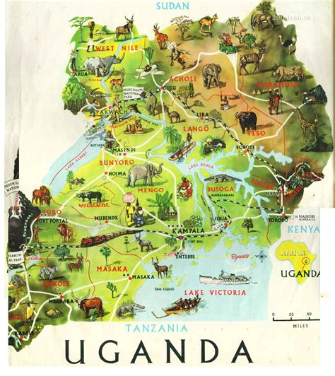 Detailed travel map of Uganda. Uganda detailed travel map | Vidiani.com | Maps of all countries ...