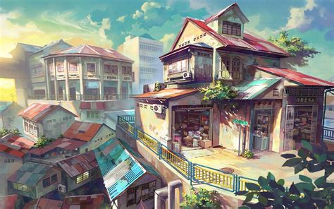 HD | Anime Scenery | Town | Village | Modern | Anime scenery wallpaper ...