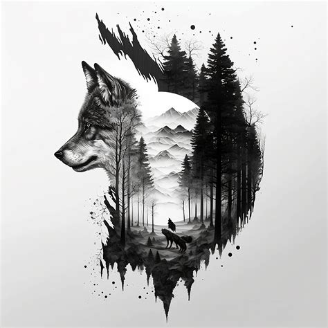 Wolf Tattoo Design Weißer Hintergrund PNG Datei Download Hohe Auflösung ...