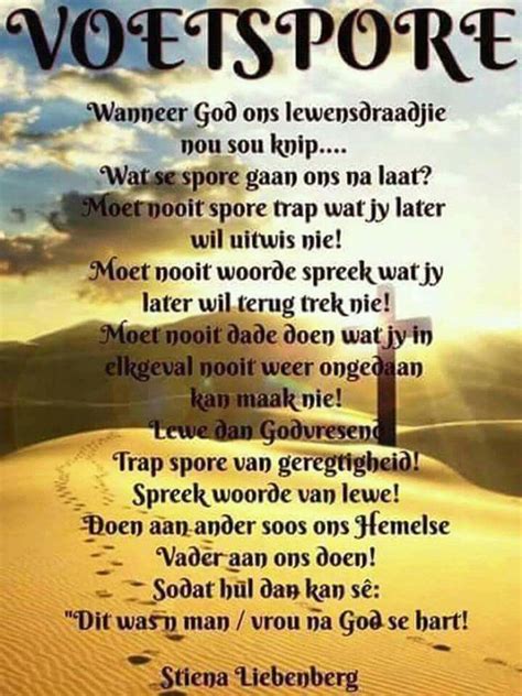 Voetspore | Afrikaanse quotes, Christian quotes prayer, Afrikaans quotes