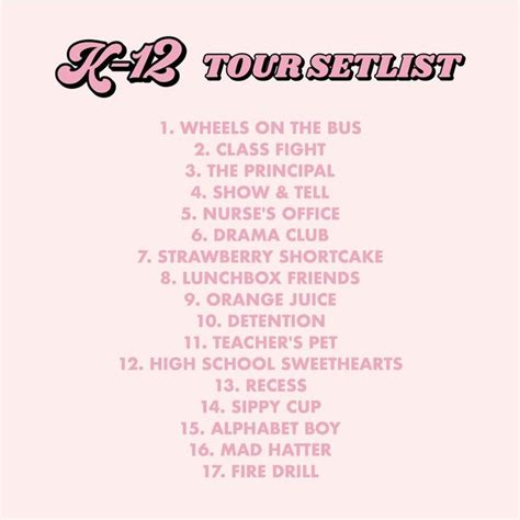 K-12 tour setlist🧚🏼‍♀️ | Melanie martinez