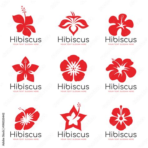 Red Hibiscus flower logo sign vector set design Stock Vector | Adobe Stock