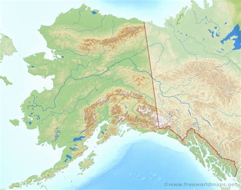 Physical map of Alaska