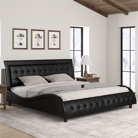 Essential King Size Upholstered Bed In Black Colour ...