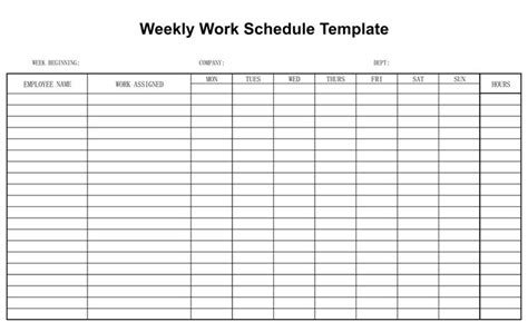 Blank Weekly Employee Schedule Template | Weekly schedule template ...