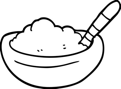 line drawing cartoon bowl of mashed potato 12156578 Vector Art at Vecteezy