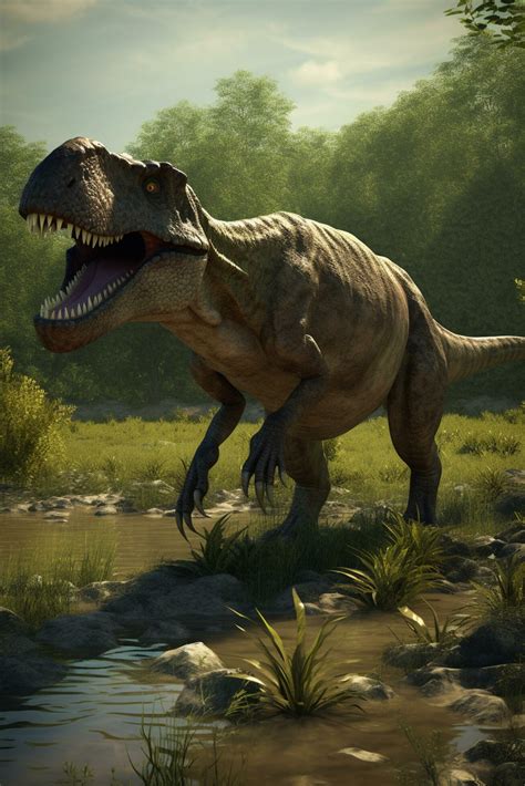 King of the Prehistoric Realm Realistic Illustration of Tyrannosaurus ...