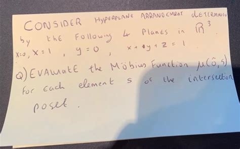 Solved CONSIDER HYPERPLANE ARRANGEMENT DETERMINE 3 4 Planes | Chegg.com