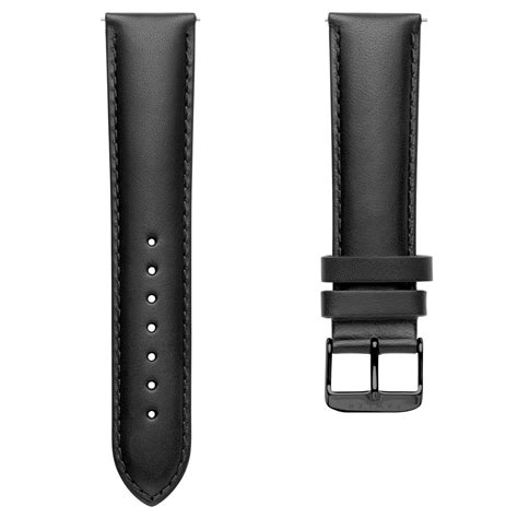 Classic Black 22 mm Leather Watch Strap With Black Buckle | In stock! | Fawler