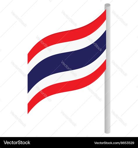 Thailand flag icon isometric 3d style Royalty Free Vector