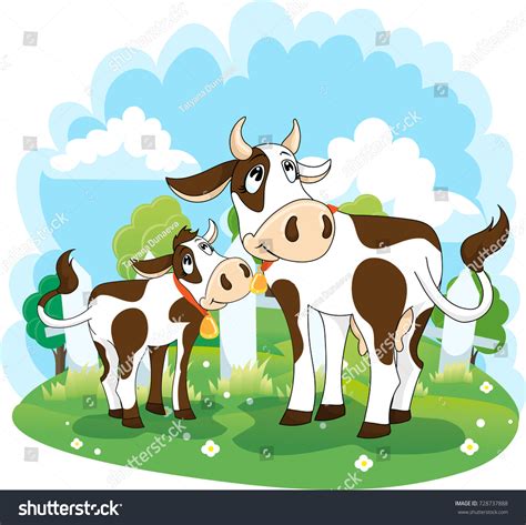 Cow Calf Vector Illustration Stock Vector (Royalty Free) 728737888 ...